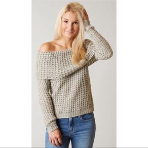 Off-The-Shoulder Gray Sweater